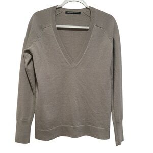 COMPTOIR DES COTONNIERS CASHMERE VNECK POPOVER TAUPE SWEATER M